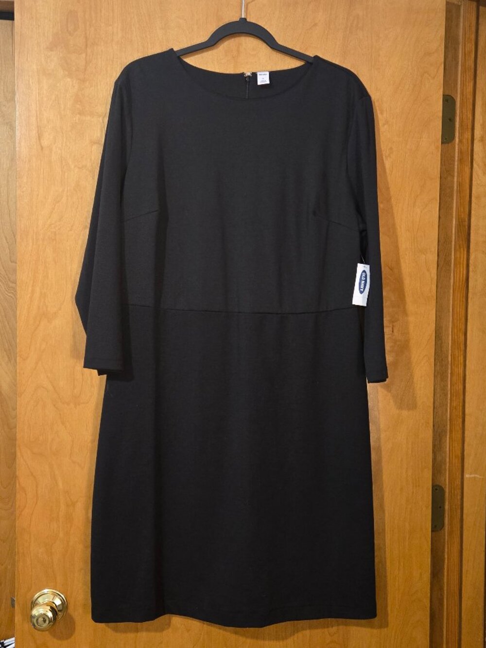 Old Navy NWT Black Ponte Knit Sheath Dress 3/4 Sleeve Crew Neck Size XL Zipper